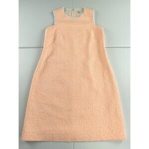 Shoshanna Womens Peach Textured Sleeveless Dress Pom Pom Trim Sz 2 London Samara